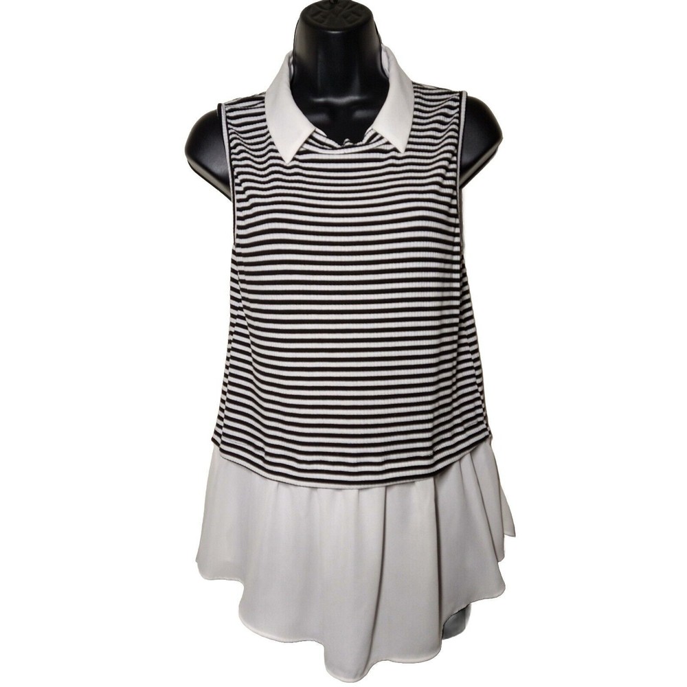 BCX Striped Collar Top Size Medium